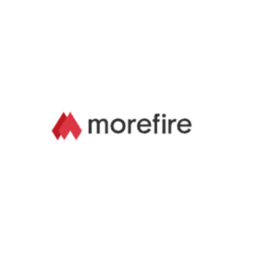 Morefire logo on a green background.