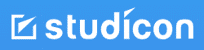 Studiocon logo on a blue background.